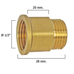 Alargadera Hexagonal Pulida 1/2x20