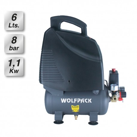 Compresor Aire 6 Litros / 8 Bares / 1,1 Kw - 1,5 HP  Sin Aceite