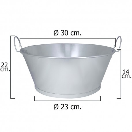 Barreño Galvanizado Baño  12"  30x14 cm.   6 Litros