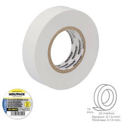 Cinta Aislante Profesional Blanca Espesor 0.13 mm. Ancho 19 mm. Rollo 25 Metros Cinta Electricista, Cinta Aislante Cables