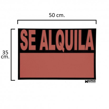 Cartel Se Alquila  50 x 35 (Alt.) cm.