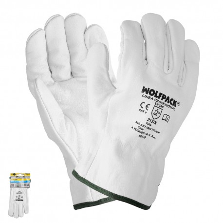 Guantes Piel FLOR  11" Con Colgador (Par)