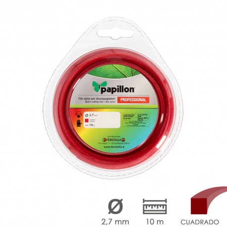 Hilo Nylon Desbrozadoras Cuadrado Profesional Ø 2,7 mm. Rollo 10 metros. Hilo Nylon Corte Desbrozadores Hierba, Jardin, Maleza