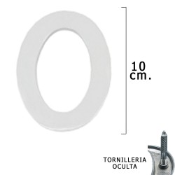 Numero Metal "0" Plateado Mate 10 cm. con Tornilleria Oculta (Blister 1 Pieza)