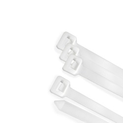 Brida Nylon 100%. Color Blanco / Natural 2,5 x135 mm. 100 Piezas. Abrazadera Plastico, Organizador Cables, Alta Resistencia